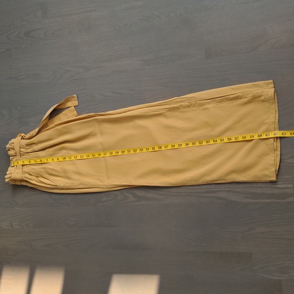 THREAD + SUPPLY | Wide Leg Pants Pull On Paperbag Waist Pockets,Mustard, Women L - Picture 13 of 13